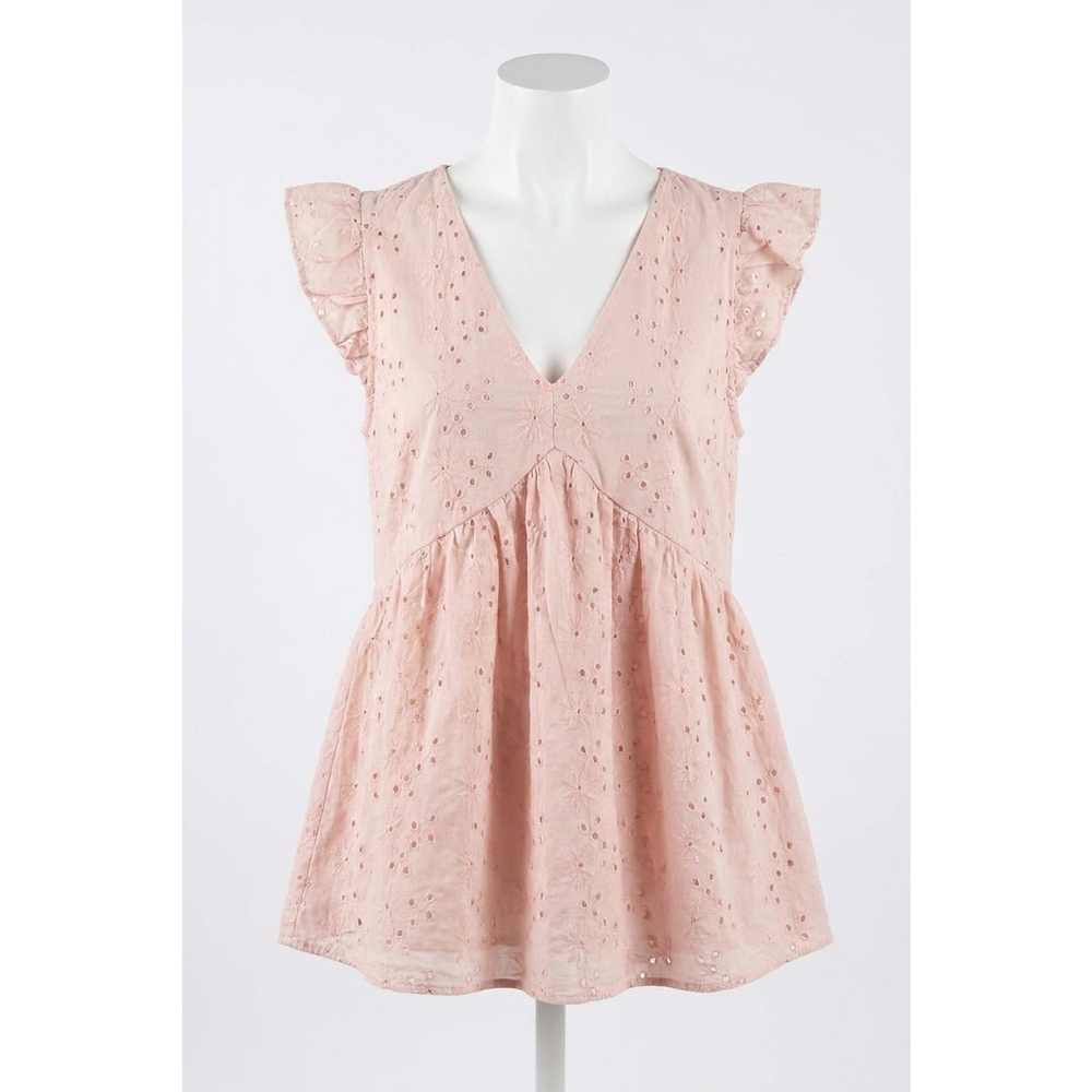 NEW ANDREE BY UNIT eyelet babydoll top in blush